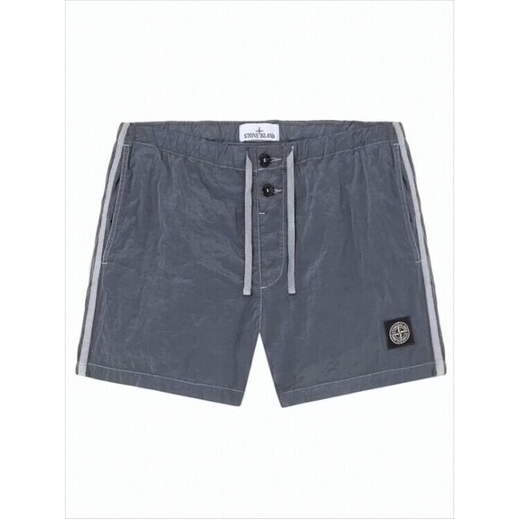 Stone Island Muted Grey Crinkled Texture Shorts - NWT